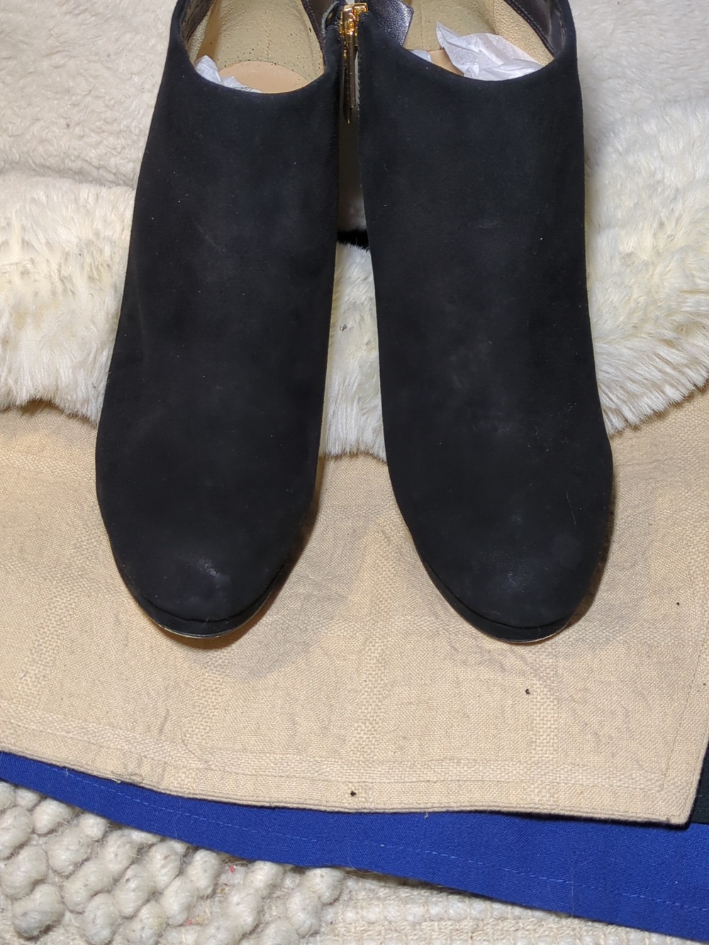 Michael Kors Black Suede High Heel Ankle Boots w/Gold Zippers NOW ONLY $55 WOW - Picture 9 of 13